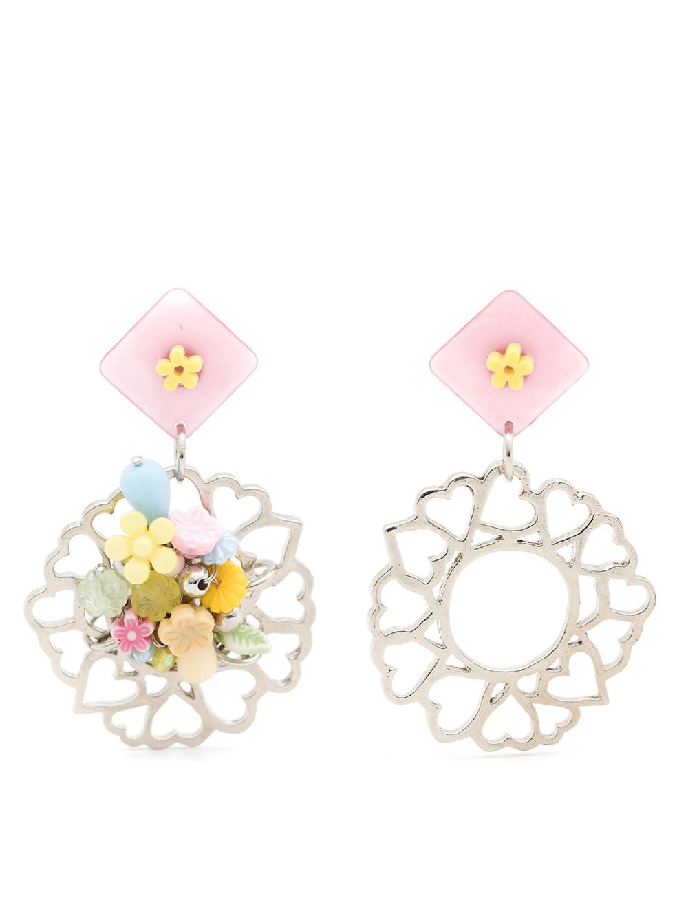 floral-appliqué drop earrings