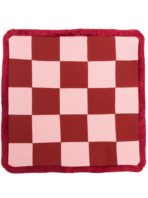 In Casa by Paboy check-print fringed cushion