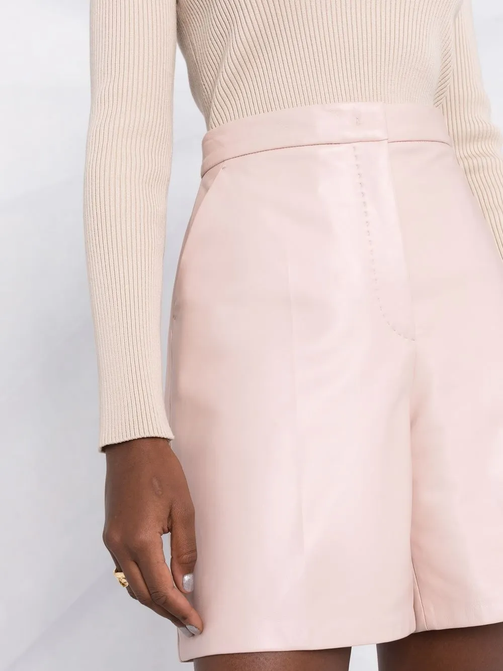 MAX MARA HIGH-WAIST LEATHER SHORTS