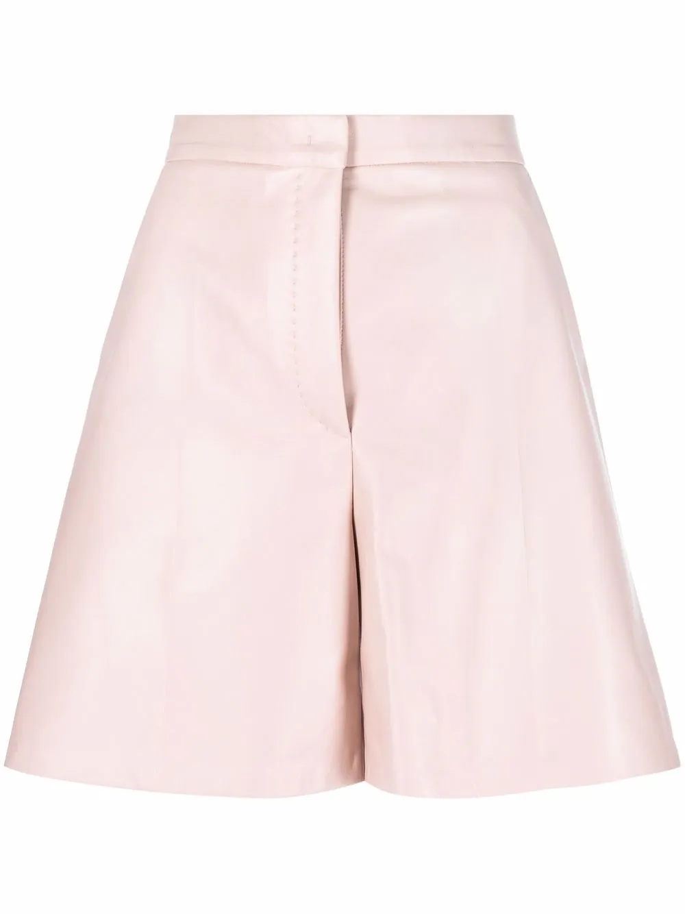 Max Mara High-waist Leather Shorts In Pink