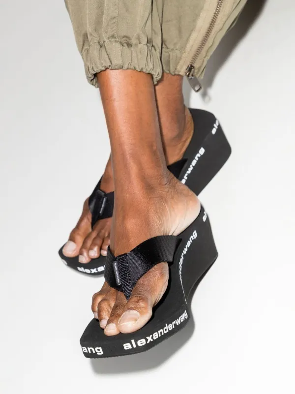 Alexander Wang logo-print Wedge Flip Flops - Farfetch