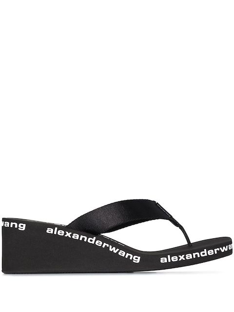Alexander Wang logo-print wedge flip flops