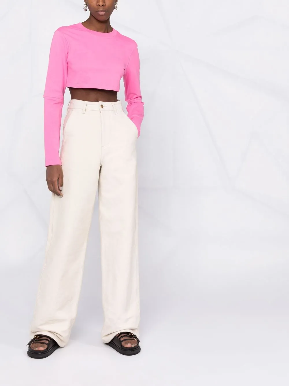 фото Jacquemus укороченный топ с длинными рукавами