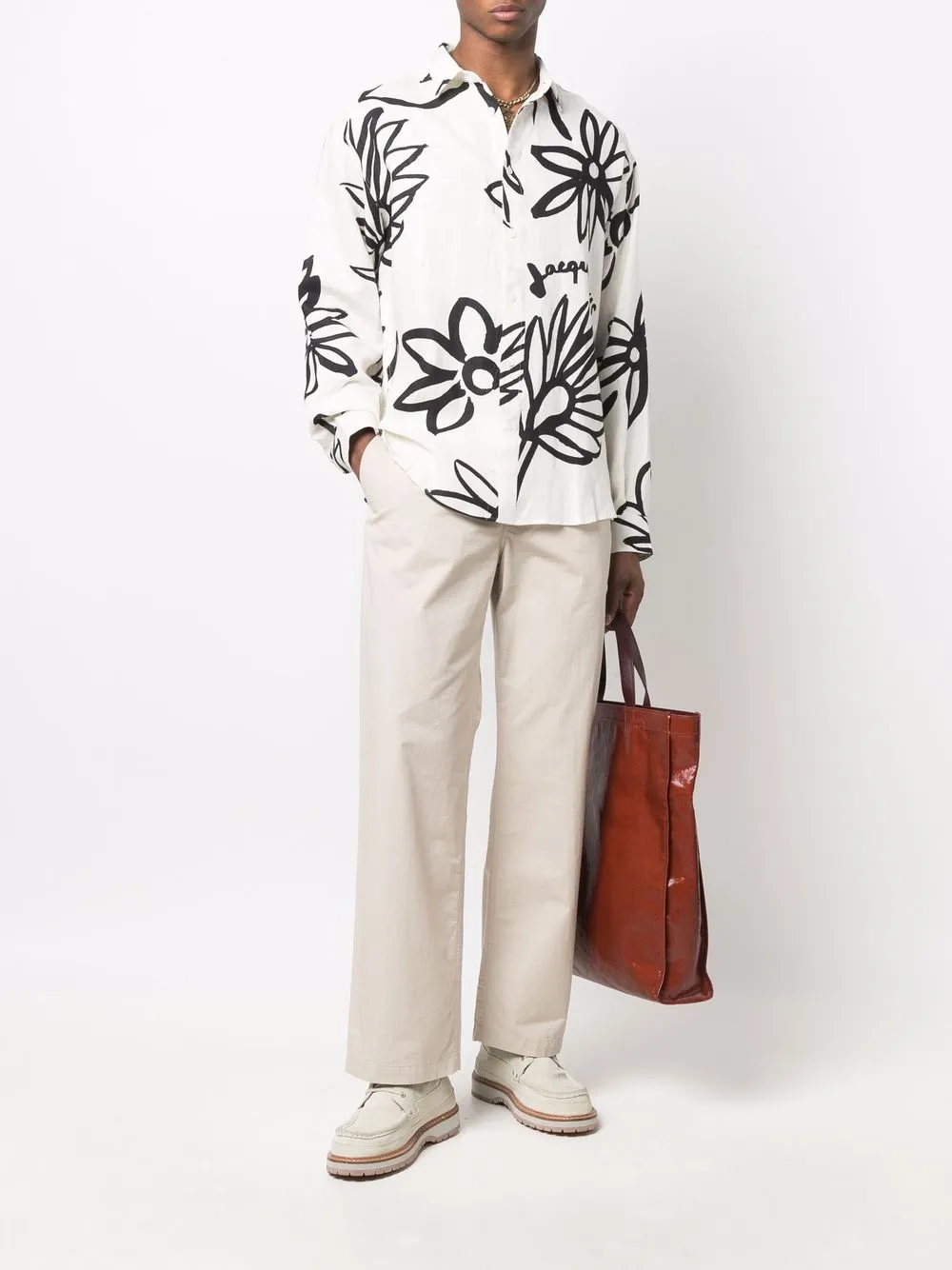 Jacquemus Overhemd met bloemenprint - Wit
