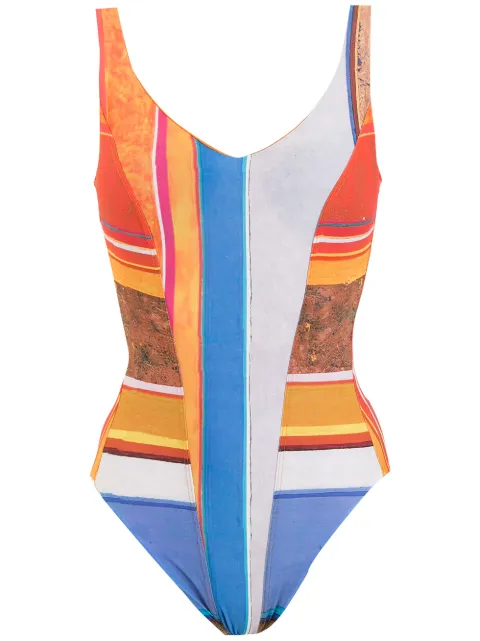 Amir Slama striped open-back swimsuit