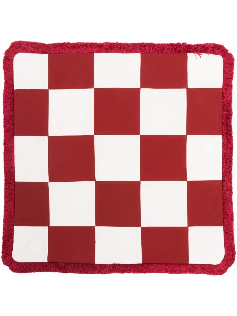 In Casa by Paboy check-print fringed cushion