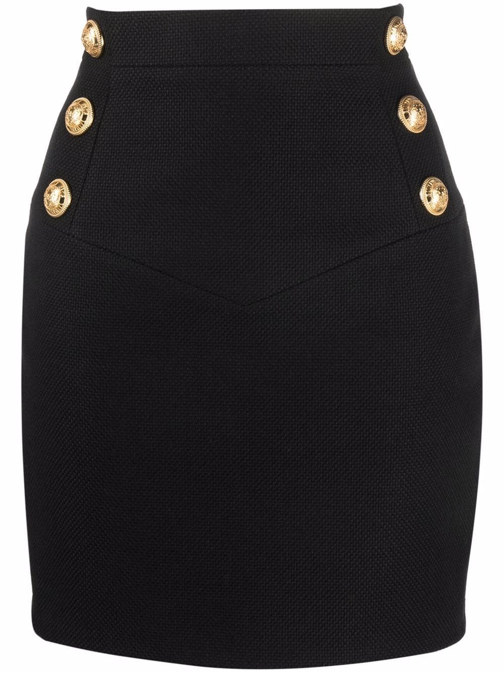 button detail high waisted skirt