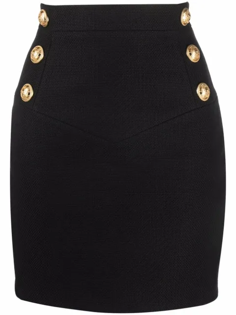 Balmain button-detail high-waisted skirt