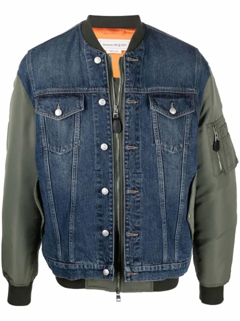 Alexander McQueen veste bomber à empiècements en jean