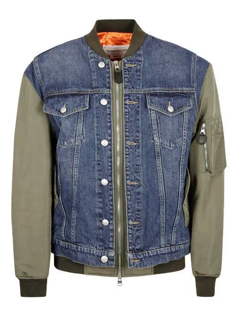 Alexander McQueen denim panelled bomber jacket
