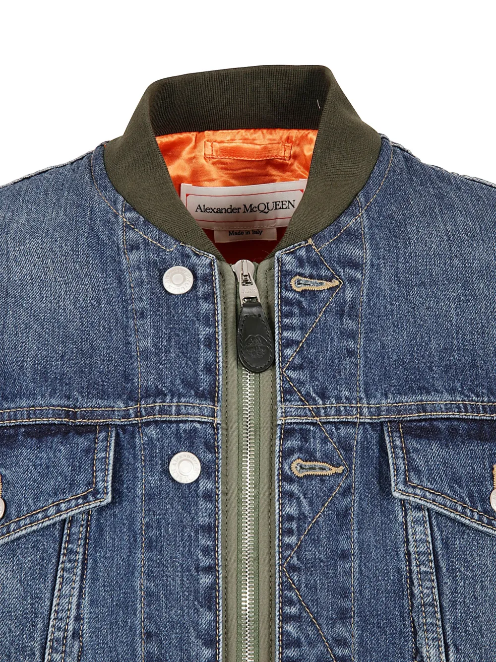  Alexander Mcqueen Bomberjacke Mit Jeanseinsätzen   Blau 