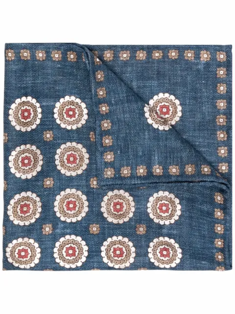 Brunello Cucinelli flower-print denim scarf