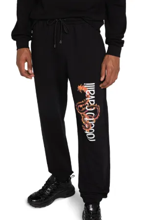 Snake Logo-Print Cotton Sweatpants 