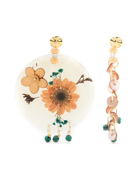 Amir Slama aretes con aplique floral 