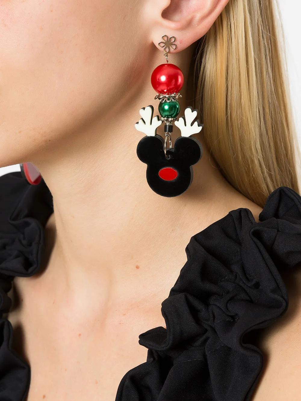 Amir Slama Reindeer-motif Drop Earrings In Black