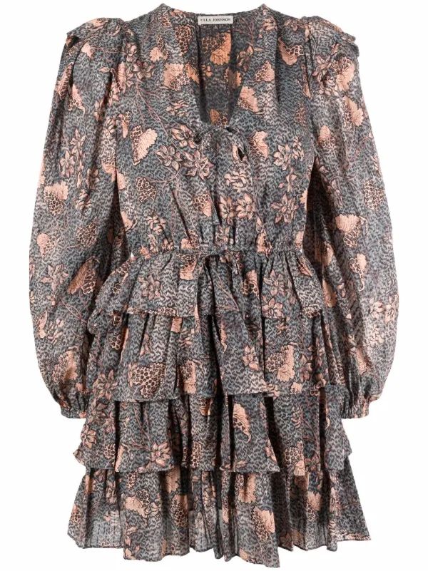 Ulla Johnson blue floral-print ruffled 