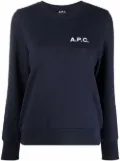 A.P.C. logo-print cotton sweatshirt - Blue