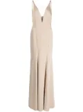 Marchesa Notte Bridesmaids Crema plunge-neck gown - Neutrals