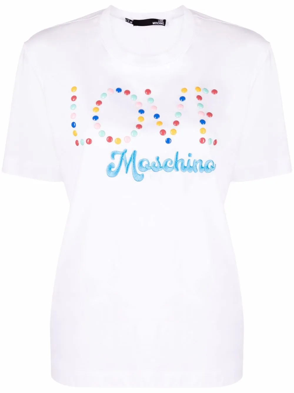 

Love Moschino playera con logo bordado - Blanco