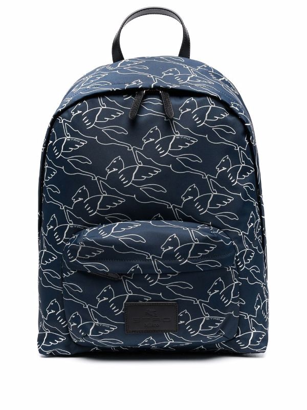 Blue Logo-print zip-up backpack Farfetch Accessories Bags Rucksacks 