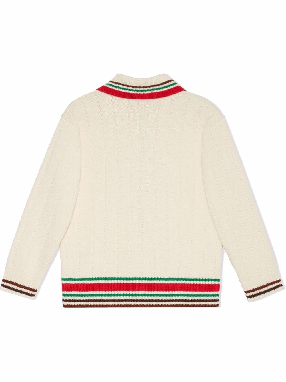 Shop Gucci Striped Edge Cardigan In White