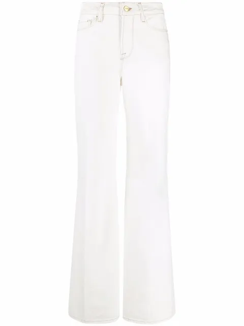FRAME high-waisted cotton flared trousers 