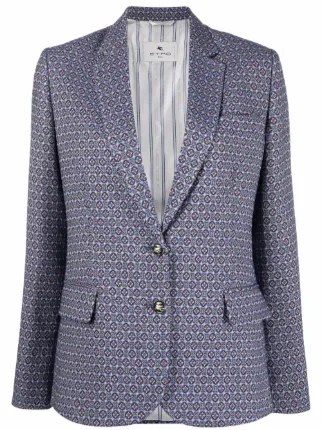 etro 单排扣花卉西装夹克