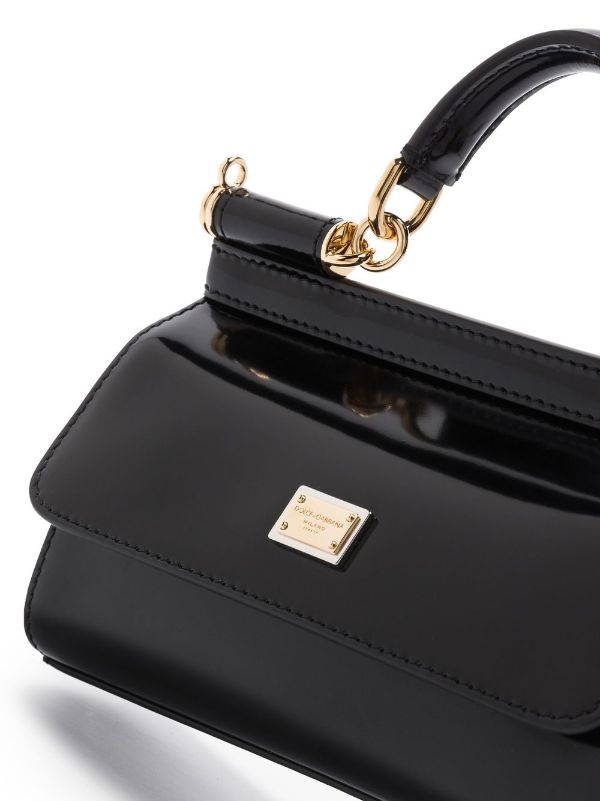 Sicily Mini Leather Shoulder Bag in Black - Dolce Gabbana