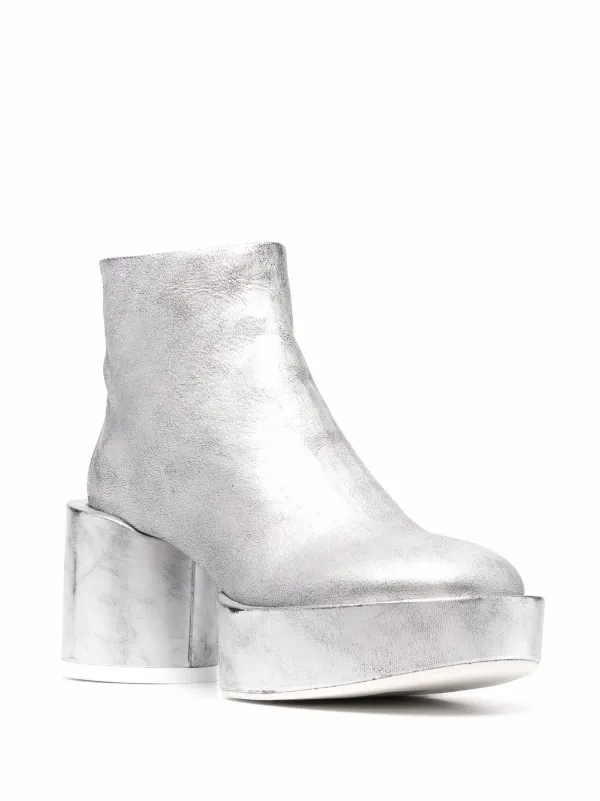 silver platform ankle boots