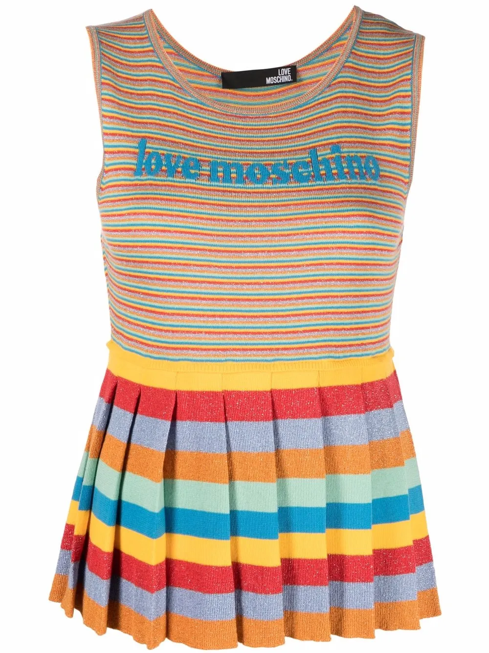 

Love Moschino logo-embroidered striped top - Neutrals