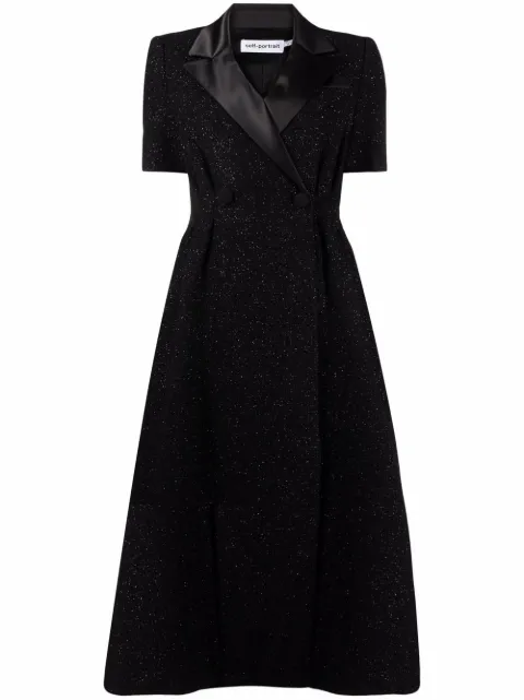 self-portrait 中长双排扣连衣裙