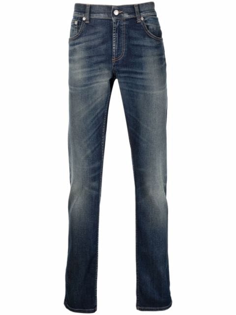 Alexander McQueen جينز مطرز بشعار ثلاثي الأبعاد
