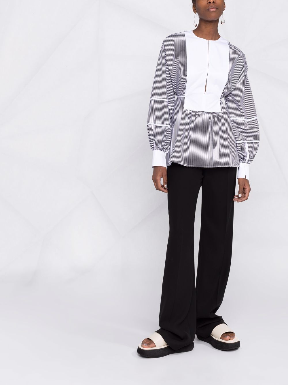 Victoria Beckham Gestreepte blouse - Zwart