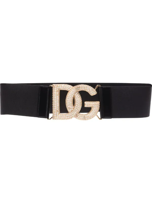 Women's Monogram Buckle Elastic Belt in Gold