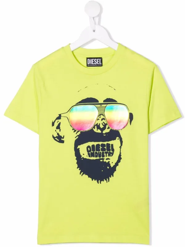 Shop Diesel Kids monkey graphic-print T 