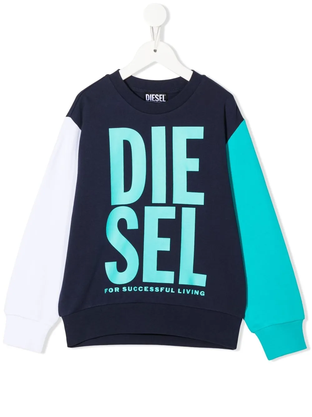 

Diesel Kids colour-block logo-print sweatshirt - Blue