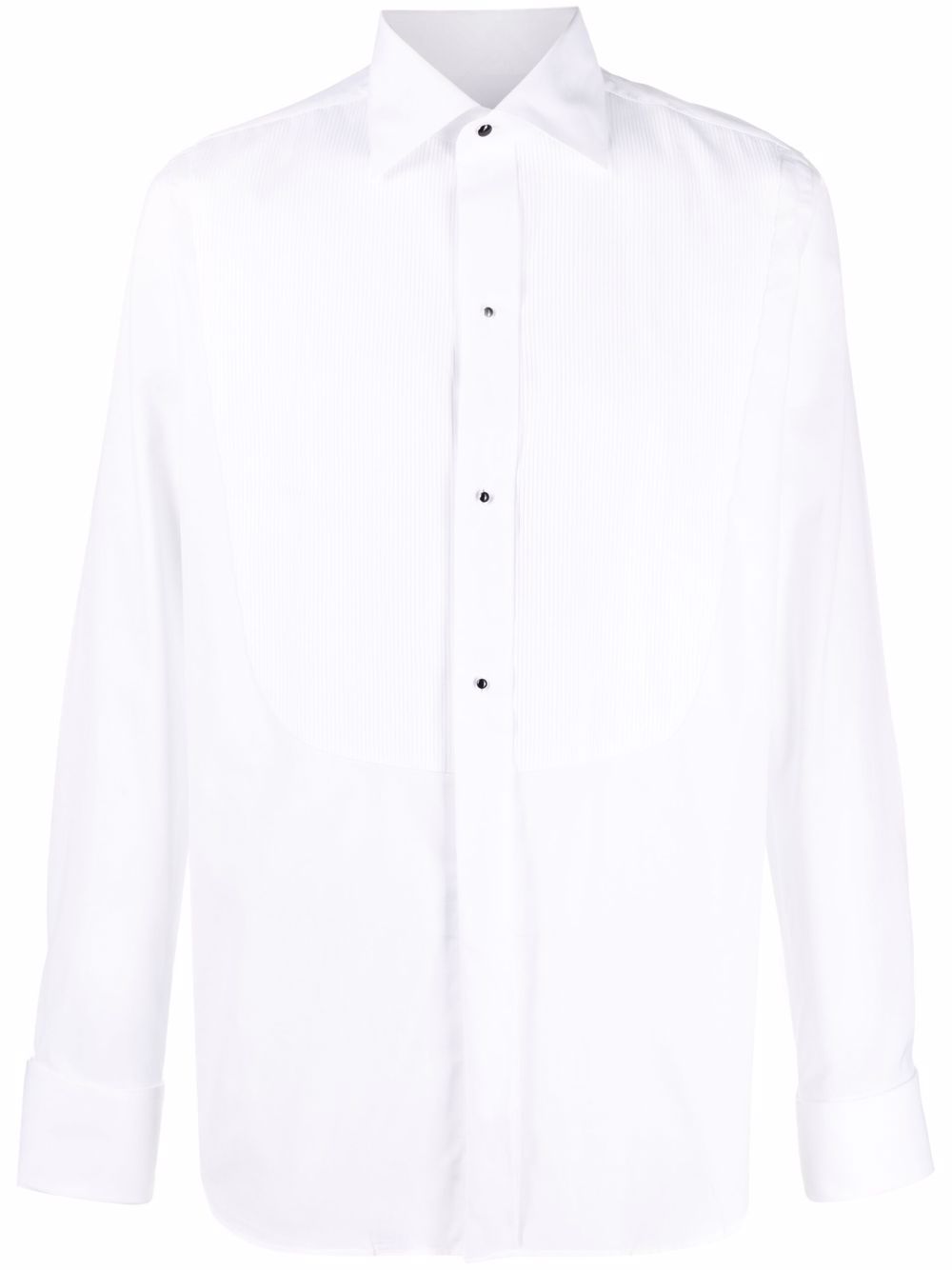 Canali buttoned long-sleeve tuxedo shirt - White