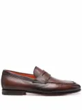 Santoni leather flat loafers - Brown