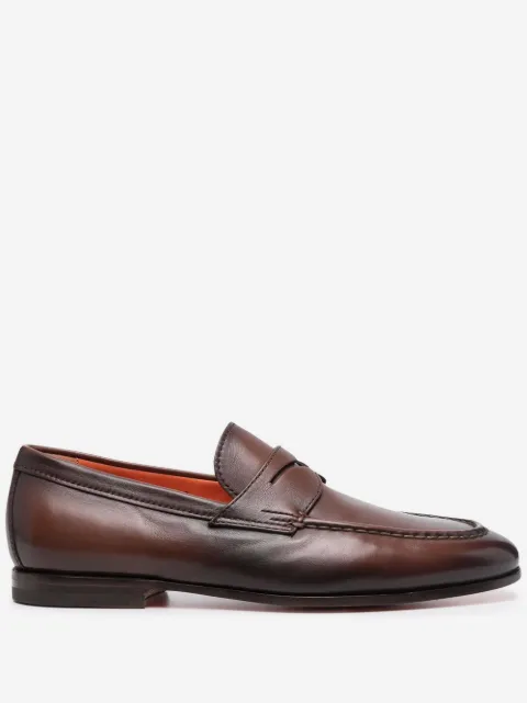 Santoni leather flat loafers 