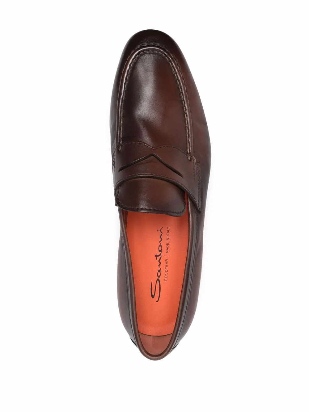 Santoni Man Loafers Brown Size 10.5 Leather In Brown