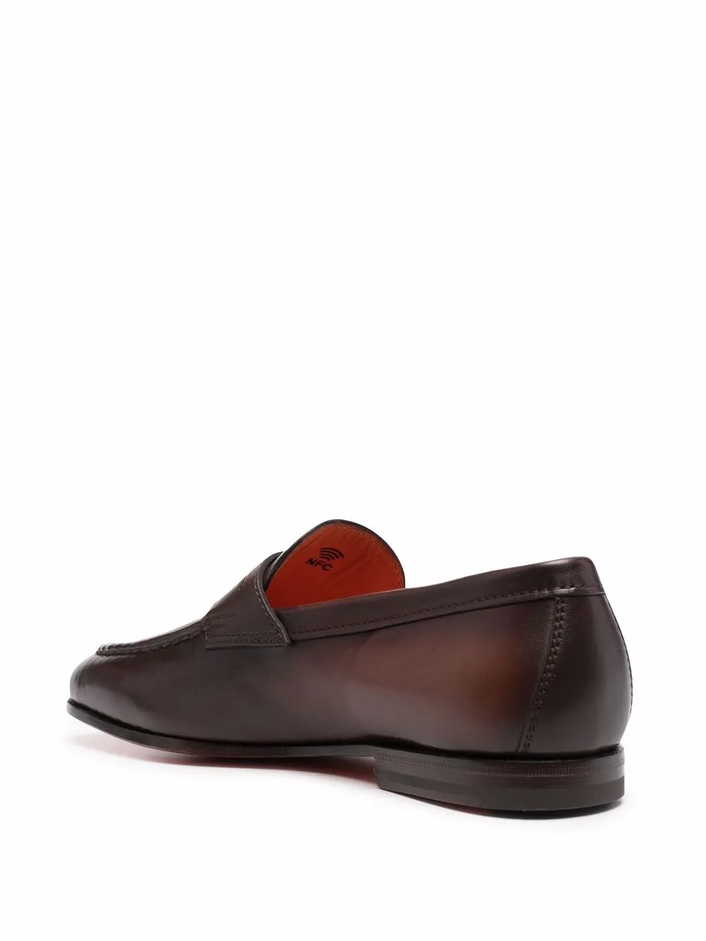 Santoni Man Loafers Brown Size 10.5 Leather In Brown