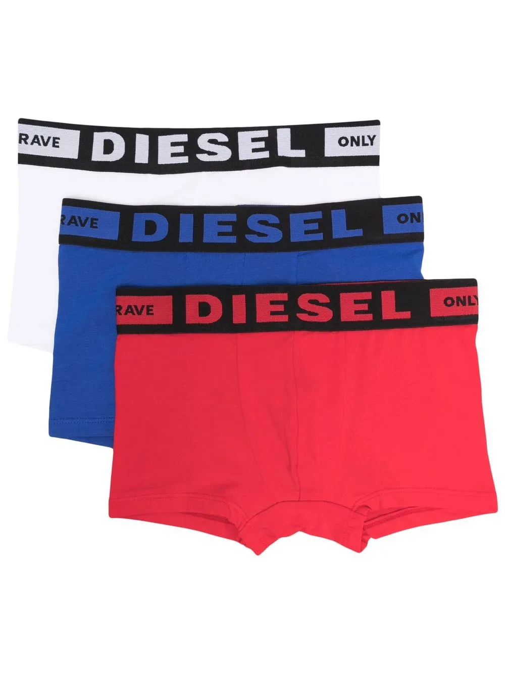 

Diesel Kids pack de tres calzones Damien con logo en la pretina - Azul