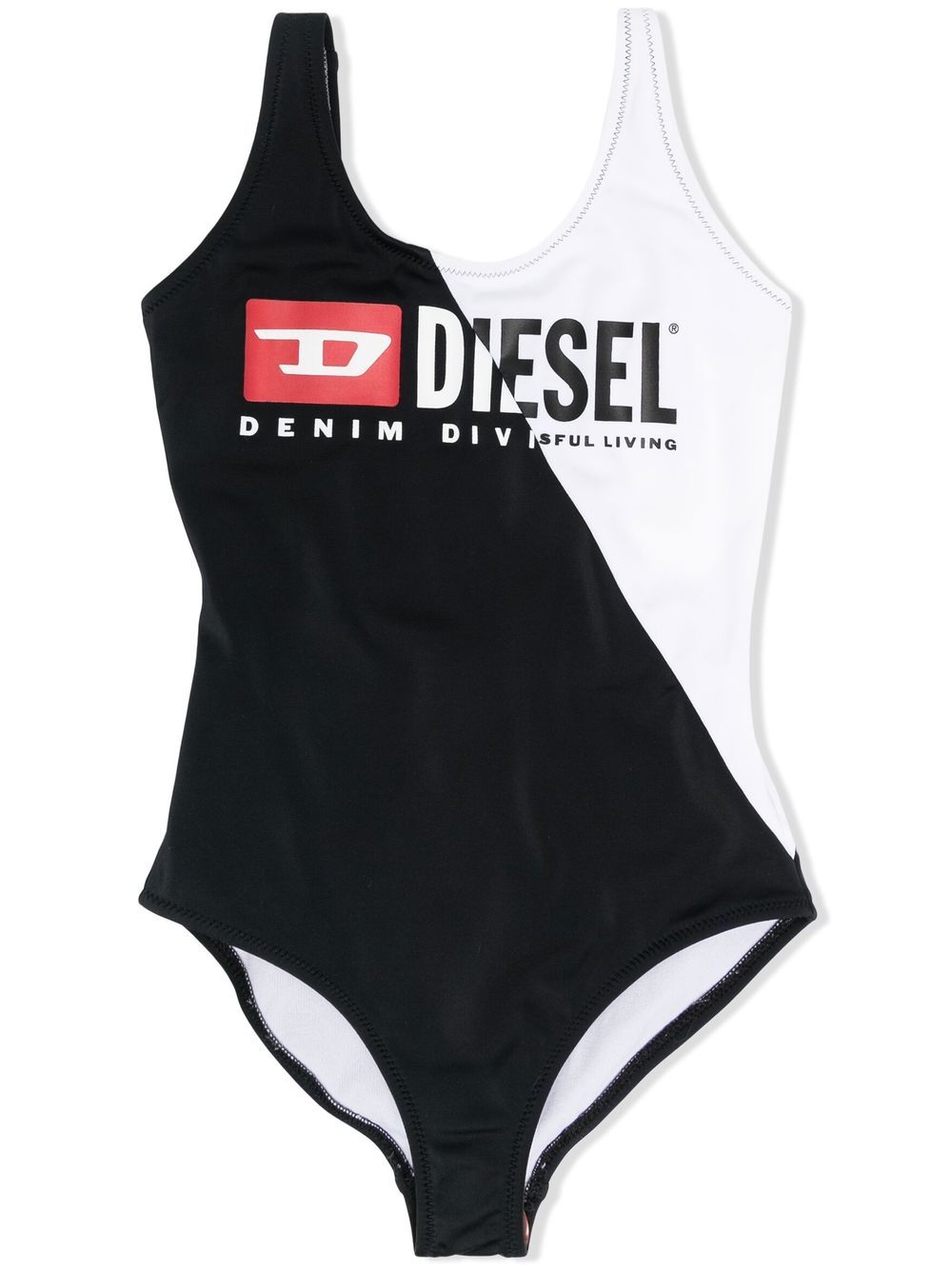 

Diesel Kids colour block logo swimsuit - Black