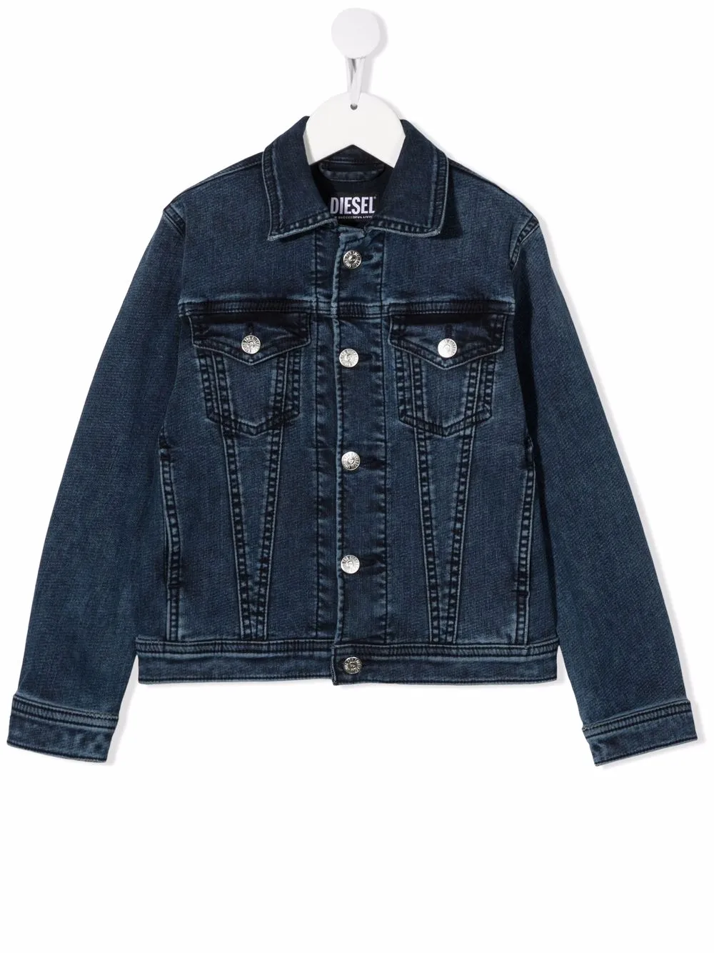 

Diesel Kids chamarra de mezclilla con parche del logo - Azul