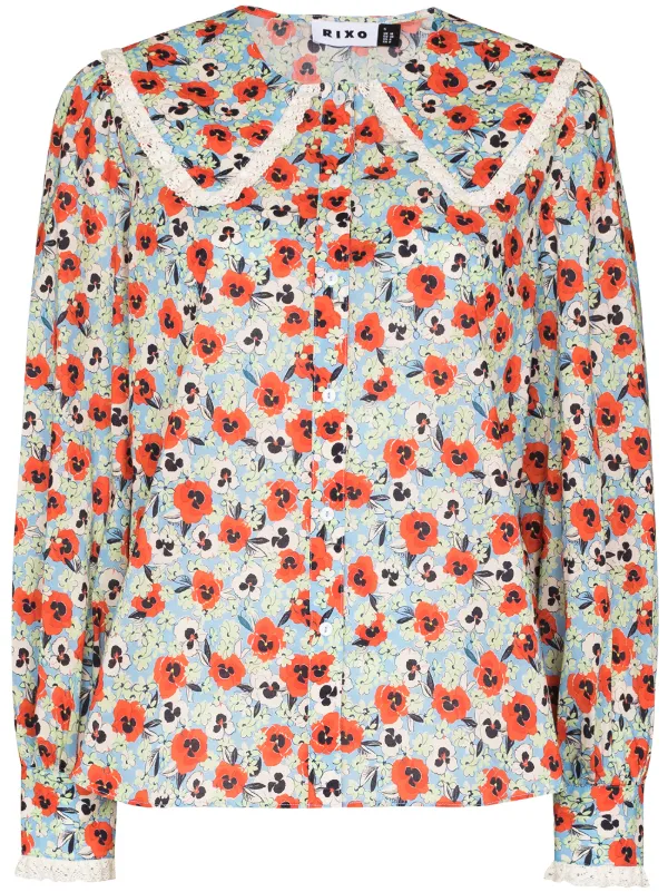 Rixo Misha Peter Pan Collar Shirt 