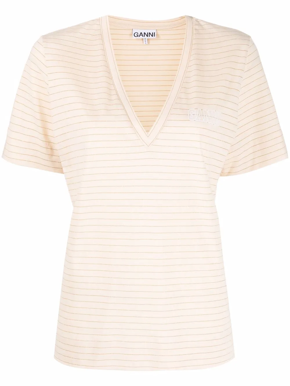 

GANNI V-neck T-shirt - Neutrals