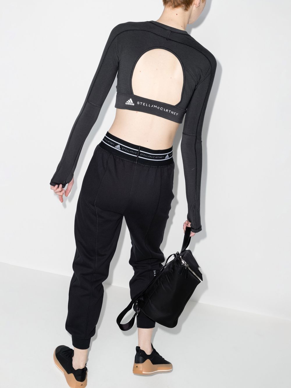 Shop Adidas By Stella Mccartney Truestrength Cut-out Training Crop Top In Black