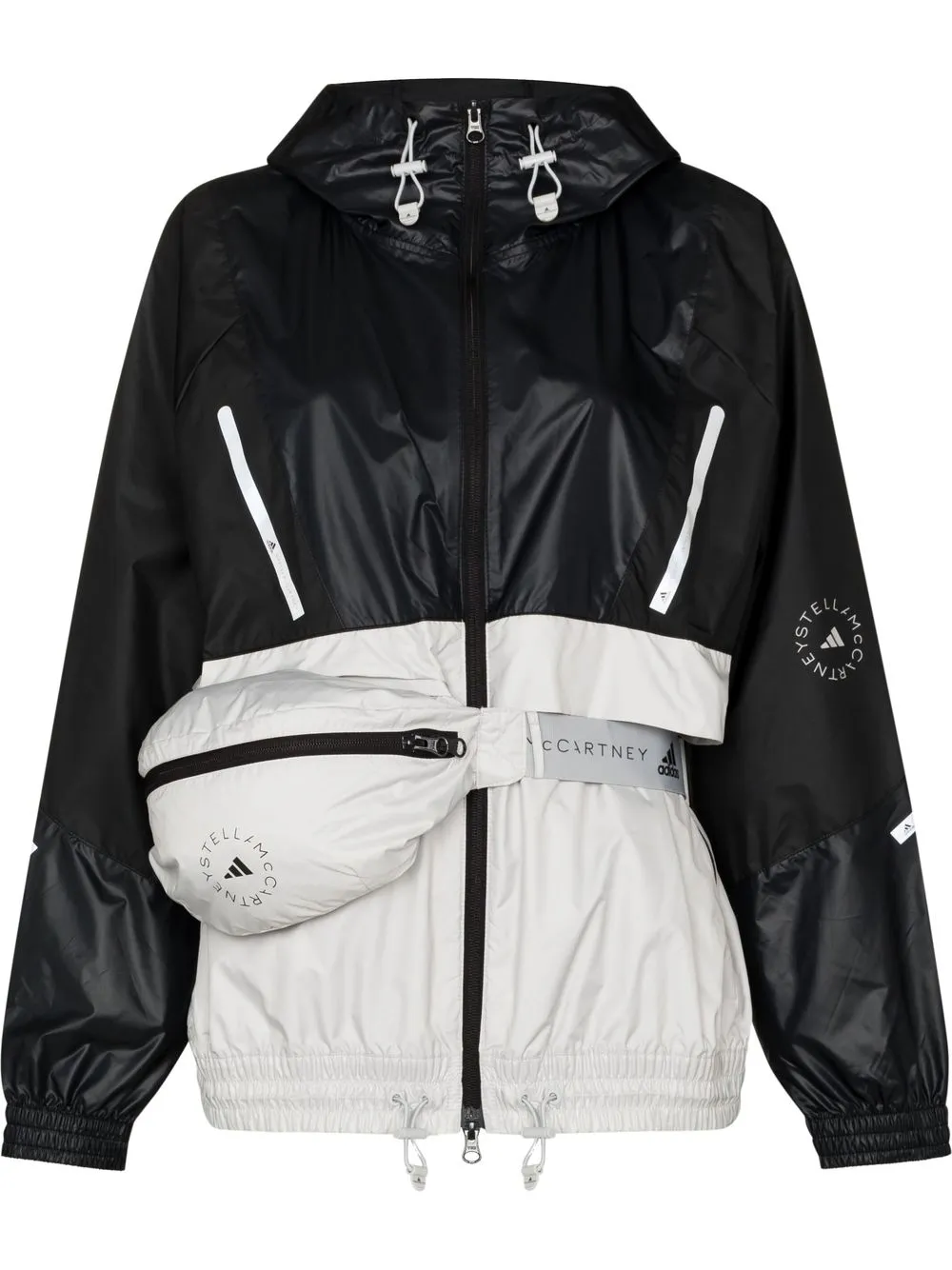 

adidas by Stella McCartney cropped windbreaker hooded jacket - Black