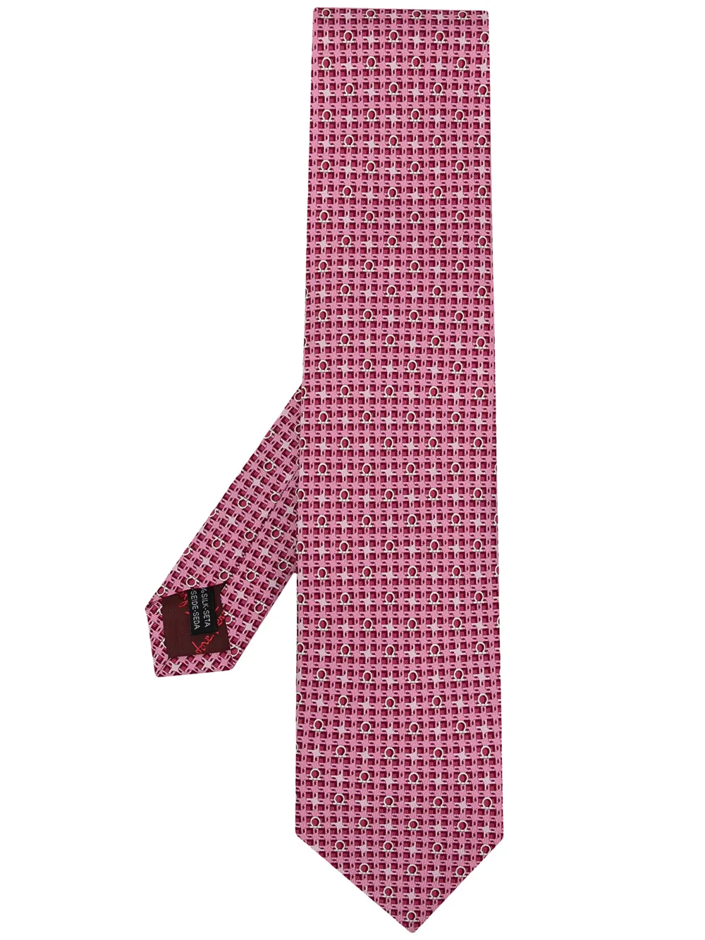 

Salvatore Ferragamo geometric-print silk tie - Pink