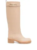 Ferragamo ornament square gancini boots - Brown